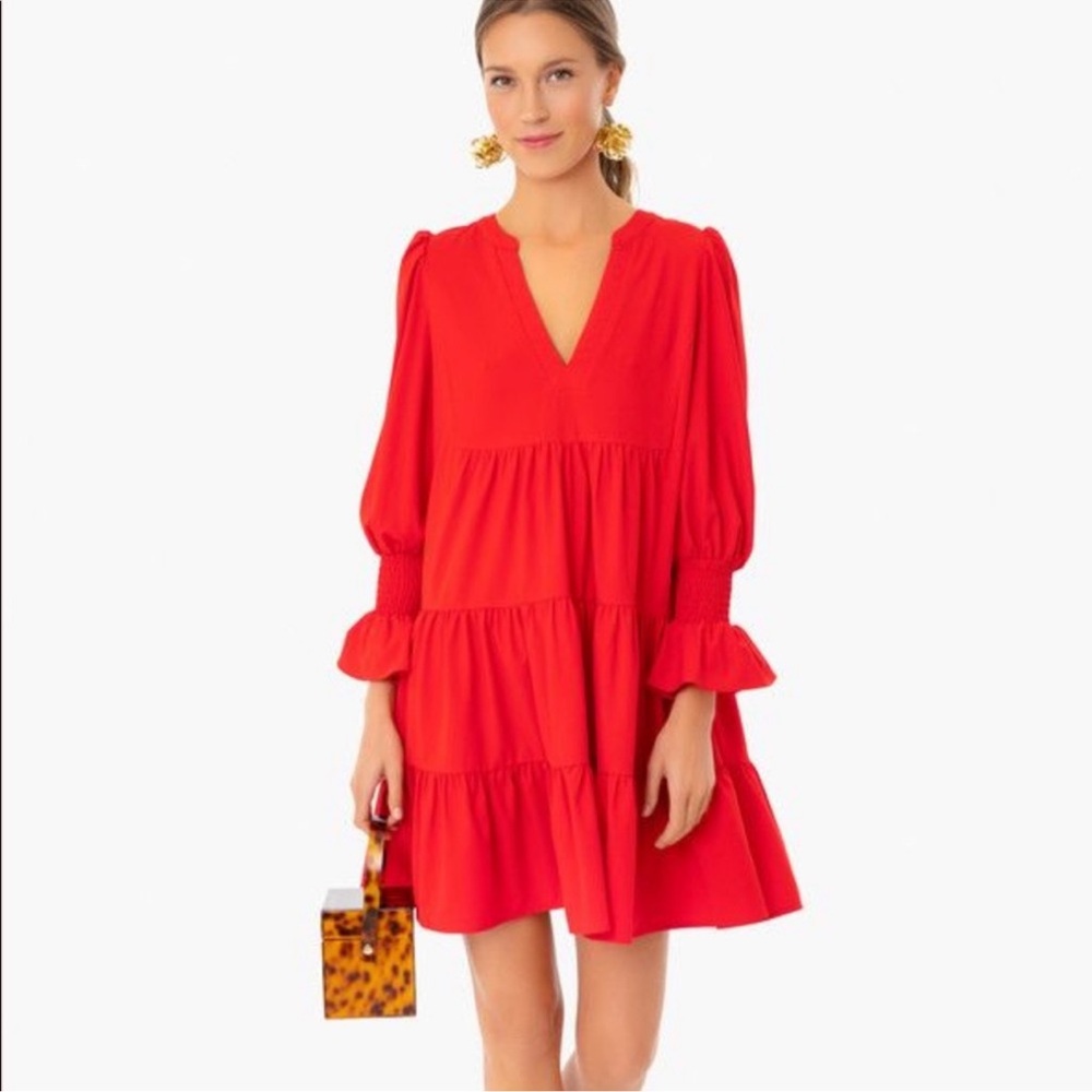 New Red Pomander Place | Tuckernuck Size Large Red Kenzo Tiered Dress
